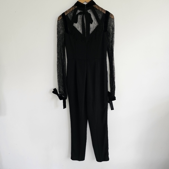Nasty Gal "Lace Face It" Black Velvet Lace Jumpsuit - Picture 7 of 12